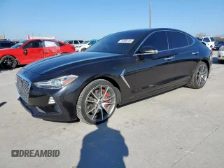 2019 Genesis G70 Advanced with VIN KMTG34LE1KU027824, listed as a Copart auction lot 46900135 with 42,325 mi miles and Salvage Title. Bid and sale history available at carsss.com. Image 1.