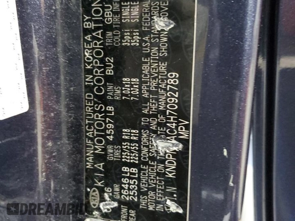 2017 Kia Sportage EX with VIN KNDPN3AC4H7092789, listed as a Copart auction lot 58401465 with 91,617 mi miles and Salvage title. Bid and sale history available at DreamBid. Image 13.