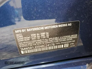 2022 BMW 3 Series 330i with VIN 3MW5R1J05N8C24178, listed as a Copart auction lot 51004985 with 26,665 mi miles and Salvage Title. Bid and sale history available at carsss.com. Image 12.