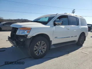 2015 Nissan Armada Platinum z VIN 5N1BA0NE1FN621958, wystawiony jako Copart lot #88787805 z przebiegiem 132 873 mil mil oraz Szkoda całkowita • Salvage title. Historia ofert i sprzedaży dostępna na DreamBid. Obrazek 1.