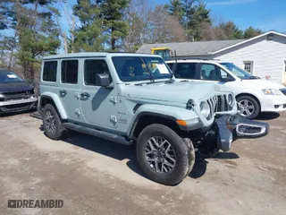 2024 Jeep Wrangler Sahara with VIN 1C4PJXEG1RW299325, listed as a IAAI auction lot 41854789 with 27,808 mi miles. Bid and sale history available at carsss.com. Image 1.