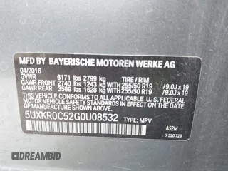 2016 BMW X5 xDrive35i with VIN 5UXKR0C52G0U08532, listed as a IAAI auction lot 41701384 with 100,881 mi miles. Bid and sale history available at carsss.com. Image 9.