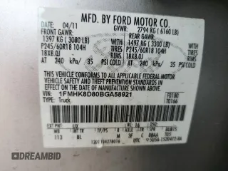 2011 Ford Explorer XLT z VIN 1FMHK8D80BGA58921, wystawiony jako Copart lot #63039705 z przebiegiem 160 052 mil mil oraz Szkoda całkowita • Salvage title. Historia ofert i sprzedaży dostępna na DreamBid. Obrazek 13.