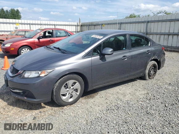 2013 Honda Civic LX z VIN 19XFB2F52DE232289, wystawiony jako Copart lot #60926785 z przebiegiem 134 266 mil mil oraz Szkoda całkowita • Salvage title. Historia ofert i sprzedaży dostępna na DreamBid. Obrazek 1.