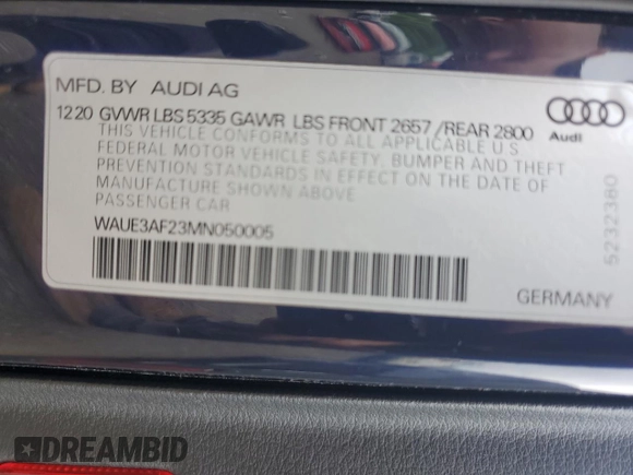 2021 Audi A6 Premium Plus z VIN WAUE3AF23MN050005, wystawiony jako Copart lot #58890525 z przebiegiem 47 342 mil mil oraz Szkoda całkowita • Salvage title. Historia ofert i sprzedaży dostępna na DreamBid. Obrazek 12.