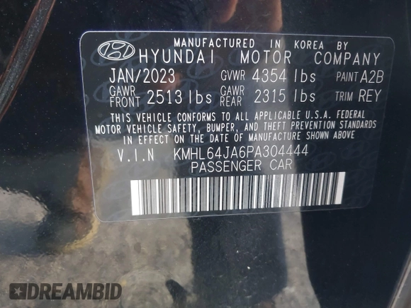 2023 Hyundai Sonata SEL z VIN KMHL64JA6PA304444, wystawiony jako IAAI lot #41984491 z przebiegiem 22 110 mil mil oraz . Historia ofert i sprzedaży dostępna na DreamBid. Obrazek 9.