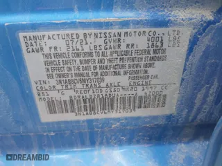2021 Nissan Sentra SV with VIN 3N1AB8CV6MY317039, listed as a IAAI auction lot 41704744 with 85,611 mi miles. Bid and sale history available at carsss.com. Image 9.