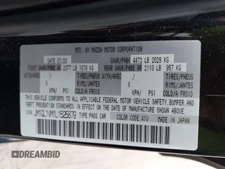 2020 Mazda 6 Touring with VIN JM1GL1VM1L1525879, listed as a IAAI auction lot 41023192 with 43,531 mi miles. Bid and sale history available at carsss.com. Image 9.