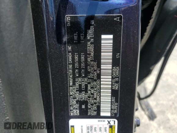 2025 Lexus RX 350h with VIN 2T2BBMCA7SC085065, listed as a Copart auction lot 59034485 with 329 mi miles and Salvage title. Bid and sale history available at DreamBid. Image 13.