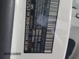 2021 Mercedes-Benz A 220 with VIN W1K3G4EBXMJ309829, listed as a Copart auction lot 55220735 with 30,608 mi miles and Non repairable. Bid and sale history available at DreamBid. Image 12.