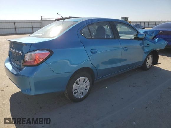 2024 Mitsubishi Mirage ES with VIN ML32FUFJXRHF12996, listed as a Copart auction lot 55492395 with 3,388 mi miles and Salvage title. Bid and sale history available at DreamBid. Image 3.