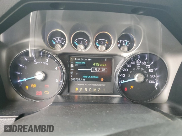 2015 Ford F-250 Lariat with VIN 1FT7W2BT5FEA44216, listed as a Copart auction lot 58973685 with 355,729 mi miles and Salvage title. Bid and sale history available at DreamBid. Image 9.