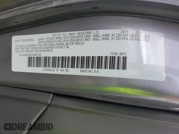 2008 Subaru Tribeca Limited с VIN 4S4WX90D784400148, выставлен на аукционе Copart как лот 81263384 с пробегом 210 655 миль миль и Списание • Salvage title. История ставок и продаж доступна на DreamBid. Изображение 13.