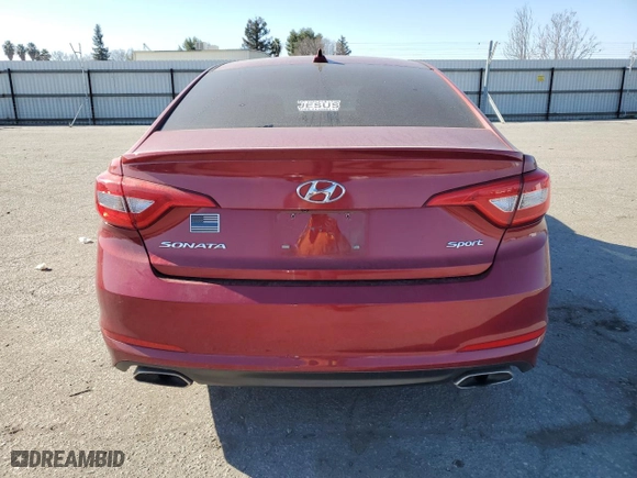 2016 Hyundai Sonata 2.4L Sport with VIN 5NPE34AF8GH370021, listed as a Copart auction lot 88370285 with 100,032 mi miles and Salvage Title. Bid and sale history available at carsss.com. Image 6.