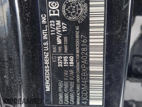 2023 Mercedes-Benz EQS 580 z VIN 4JGDM4EBXPA028167, wystawiony jako Copart lot #42803585 z przebiegiem 32 760 mil mil oraz Szkoda całkowita • Salvage title. Historia ofert i sprzedaży dostępna na DreamBid. Obrazek 14.