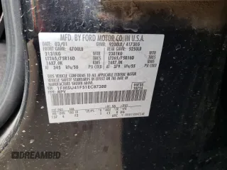 2001 Ford Excursion XLT z VIN 1FMSU41F51EC87388, wystawiony jako Copart lot #55067595 z przebiegiem 188 658 mil mil oraz Szkody całkowita. Historia ofert i sprzedaży dostępna na DreamBid. Obrazek 13.
