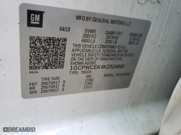 2019 Chevrolet Silverado 1500 LT with VIN 1GCPWCEK4KZ324060, listed as a Copart auction lot 87832455 with 49,591 mi miles and Salvage Title. Bid and sale history available at carsss.com. Image 12.