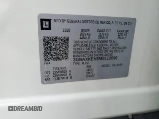 2021 Chevrolet Equinox LT with VIN 3GNAXKEV8MS112096, listed as a Copart auction lot 47725025 with 43,106 mi miles and Salvage Title. Bid and sale history available at DreamBid. Image 13.