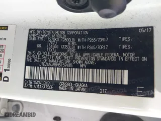 2017 Toyota 4Runner SR5 with VIN JTEZU5JR8H5159445, listed as a IAAI auction lot 41936282 with 88,262 mi miles. Bid and sale history available at carsss.com. Image 9.