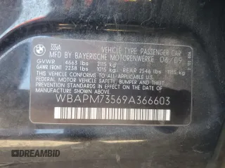 2009 BMW 3 Series 335i с VIN WBAPM73569A366603, выставлен на аукционе Copart как лот 85490334 с пробегом 180 502 миль миль и Списание • Salvage title. История ставок и продаж доступна на DreamBid. Изображение 12.