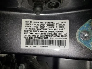 2020 Honda Civic Sedan Sport with VIN 19XFC2F88LE026335, listed as a Copart auction lot 87795115 with 109,122 mi miles and Salvage Title. Bid and sale history available at carsss.com. Image 14.