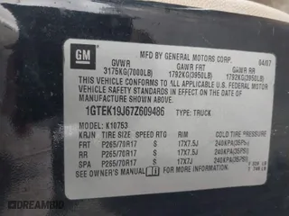 2007 GMC Sierra 1500 SLE1 with VIN 1GTEK19J67Z609486, listed as a IAAI auction lot 41558425 with 289,093 mi miles. Bid and sale history available at carsss.com. Image 9.