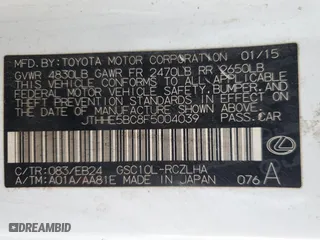 2015 Lexus RC 350 with VIN JTHHE5BC8F5004039, listed as a Copart auction lot 76385284 with 121,035 mi miles and Salvage Title. Bid and sale history available at carsss.com. Image 12.