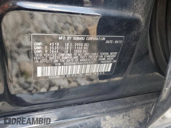2017 Subaru Legacy Premium with VIN 4S3BNAF6XH3064097, listed as a Copart auction lot 62889645 with 145,747 mi miles and Clean title. Bid and sale history available at DreamBid. Image 12.