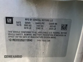 2016 Chevrolet Volt LT with VIN 1G1RC6S52GU118640, listed as a Copart auction lot 36869563 with 71,838 mi miles. Bid and sale history available at carsss.com. Image 13.