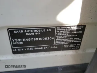 2009 Saab 9-3 Comfort z VIN YS3FB49Y991006304, wystawiony jako Copart lot #45039735 z przebiegiem 125 834 mil mil oraz Szkoda całkowita • Salvage title. Historia ofert i sprzedaży dostępna na DreamBid. Obrazek 12.