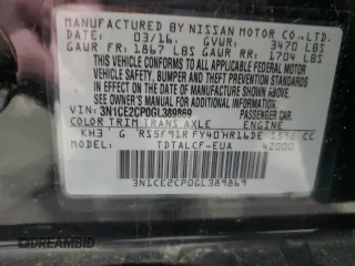 2016 Nissan Note S with VIN 3N1CE2CP0GL389869, listed as a Copart auction lot 53940255 with 151,858 mi miles and Salvage title. Bid and sale history available at DreamBid. Image 13.