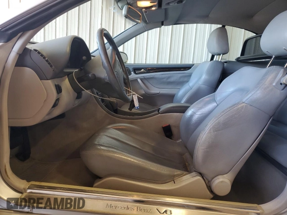 2002 Mercedes-Benz CLK 320/430 with VIN WDBLK70G92T123342, listed as a Copart auction lot 55802905 with 93,991 mi miles and Salvage Title. Bid and sale history available at DreamBid. Image 7.
