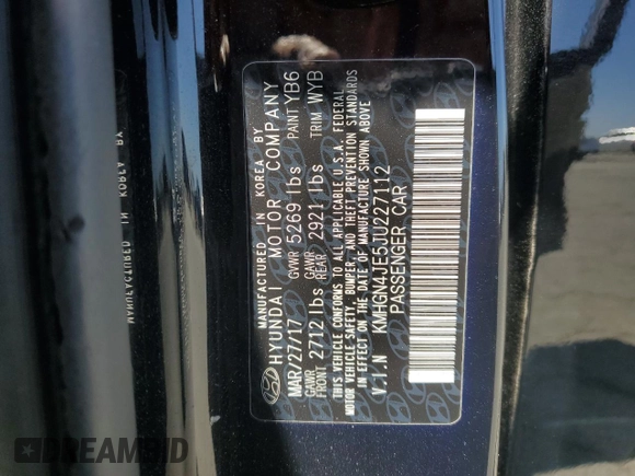 2018 Genesis G80 3.8L with VIN KMHGN4JE5JU227112, listed as a Copart auction lot 60564705 with 83,577 mi miles and Salvage title. Bid and sale history available at DreamBid. Image 13.