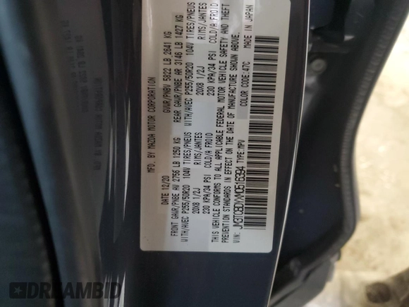 2021 Mazda CX-9 Grand Touring z VIN JM3TCBDYXM0516394, wystawiony jako Copart lot #52505215 z przebiegiem Nie podano mil oraz Szkoda całkowita • Salvage title. Historia ofert i sprzedaży dostępna na DreamBid. Obrazek 13.
