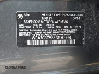 2014 BMW 3 Series 320i xDrive с VIN WBA3C3G53ENS70998, выставлен на аукционе IAAI как лот 42474316 с пробегом 91 411 миль миль и . История ставок и продаж доступна на DreamBid. Изображение 9.