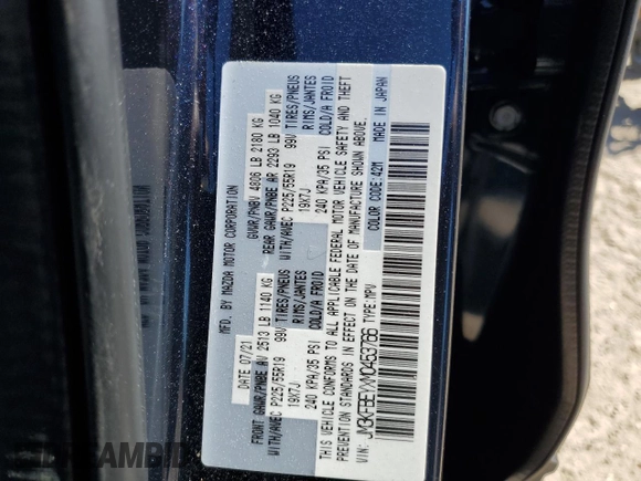 2021 Mazda CX-5 Signature with VIN JM3KFBEYXM0453766, listed as a Copart auction lot 45902795 with 26,066 mi miles and Salvage Title. Bid and sale history available at carsss.com. Image 13.