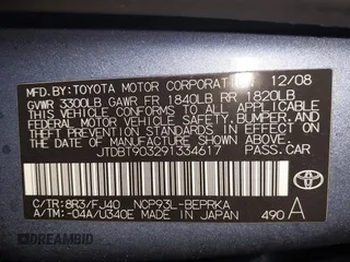 2009 Toyota Yaris z VIN JTDBT903291334617, wystawiony jako IAAI lot #40966291 z przebiegiem 203 578 mil mil oraz . Historia ofert i sprzedaży dostępna na DreamBid. Obrazek 9.