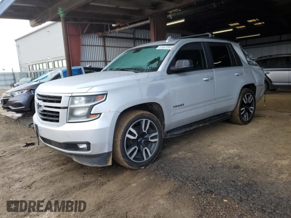 2019 Chevrolet Tahoe Premier with VIN 1GNSKCKJ9KR205249, listed as a Copart auction lot 41647065 with 46,854 mi miles and Salvage title. Bid and sale history available at DreamBid. Image 1.