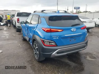 2022 Hyundai Kona Limited with VIN KM8K53A33NU913545, listed as a IAAI auction lot 41879560 with 21,416 mi miles. Bid and sale history available at carsss.com. Image 3.