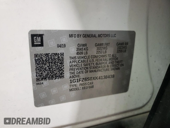 2019 Chevrolet Bolt EV Premier z VIN 1G1FZ6S0XK4138438, wystawiony jako Copart lot #87382374 z przebiegiem 20 429 mil mil oraz Szkoda całkowita • Salvage title. Historia ofert i sprzedaży dostępna na DreamBid. Obrazek 14.