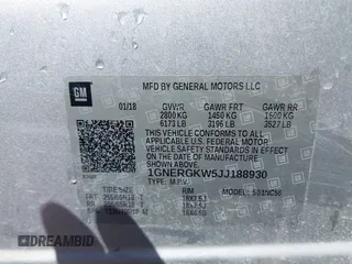 2018 Chevrolet Traverse LT Cloth z VIN 1GNERGKW5JJ188930, wystawiony jako IAAI lot #41976328 z przebiegiem 166 472 mil mil oraz . Historia ofert i sprzedaży dostępna na DreamBid. Obrazek 9.
