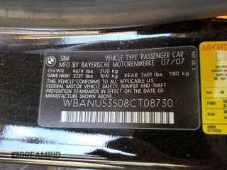 2008 BMW 5 Series 528i with VIN WBANU53508CT08730, listed as a Copart auction lot 62422873 with Not Provided miles and Salvage Title. Bid and sale history available at carsss.com. Image 12.