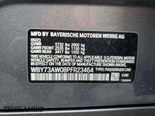2023 BMW i4 eDrive40 with VIN WBY73AW08PFR23464, listed as a Copart auction lot 43525124 with 6,596 mi miles. Bid and sale history available at carsss.com. Image 13.