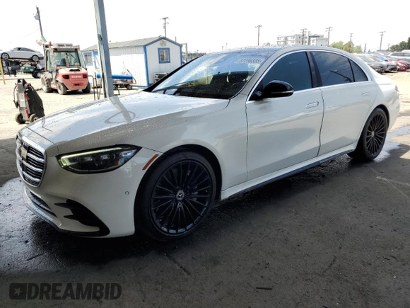 2022 Mercedes-Benz S 580 z VIN W1K6G7GB2NA143545, wystawiony jako Copart lot #57256335 z przebiegiem 33 205 mil mil oraz Szkoda całkowita • Salvage title. Historia ofert i sprzedaży dostępna na DreamBid. Obrazek 1.