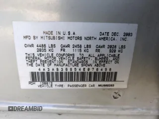 2004 Mitsubishi Galant LS with VIN 4A3AB36S54E076456, listed as a Copart auction lot 83207664 with 66,800 mi miles and Salvage Title. Bid and sale history available at carsss.com. Image 12.