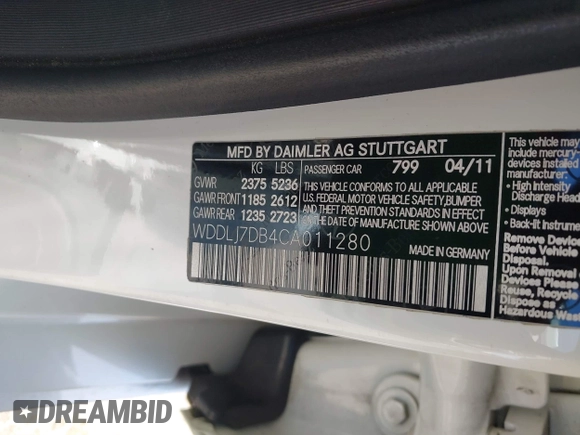 2012 Mercedes-Benz CLS 550 с VIN WDDLJ7DB4CA011280, выставлен на аукционе IAAI как лот 42058356 с пробегом 137 075 миль миль и . История ставок и продаж доступна на DreamBid. Изображение 9.