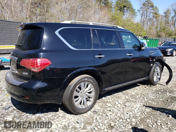 2017 Infiniti QX80 with VIN JN8AZ2NE5H9155228, listed as a Copart auction lot 50236635 with 105,676 mi miles and Salvage Title. Bid and sale history available at carsss.com. Image 3.