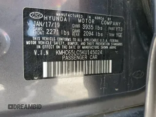2019 Hyundai Ioniq Blue with VIN KMHC65LC5KU145024, listed as a Copart auction lot 64689825 with 91,418 mi miles and Salvage title. Bid and sale history available at DreamBid. Image 12.