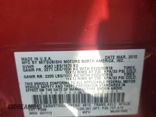 2015 Mitsubishi Outlander GT z VIN 4A4AR4AW8FE028394, wystawiony jako Copart lot #56342825 z przebiegiem 166 458 mil mil oraz Szkoda całkowita • Salvage title. Historia ofert i sprzedaży dostępna na DreamBid. Obrazek 14.