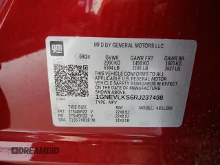 2024 Chevrolet Traverse AWD RS with VIN 1GNEVLKS6RJ237498, listed as a Copart auction lot 44130205 with 0 mi miles and Salvage Title. Bid and sale history available at carsss.com. Image 13.
